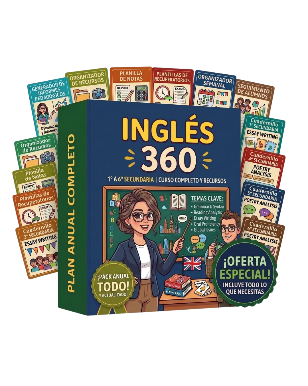 PACK INGLÉS 360 SECUNDARIA: 6 tomos + 6 bonus