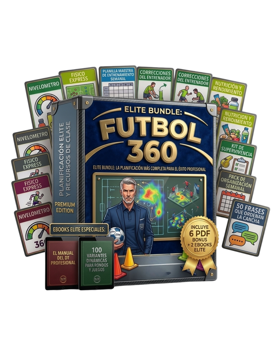 MEGAPACK FUTBOL 360: 15 Tomos + 6 Bonus + Manual del DT Profesional + 100 Variantes Dinámicas