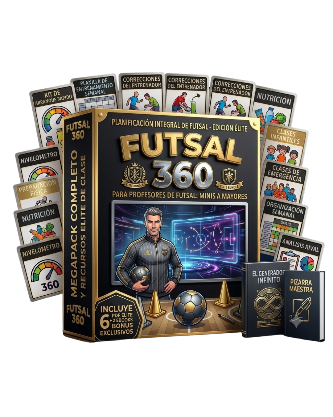 MEGAPACK FUTSAL 360: 14 Tomos + 6 Bonus + El Generador Infinito + Pizarra Maestra